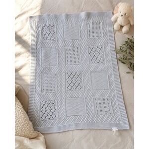 Elegant Baby Light Grey 100% Cotton Patchwork‎ Knit Pointelle Blanket
